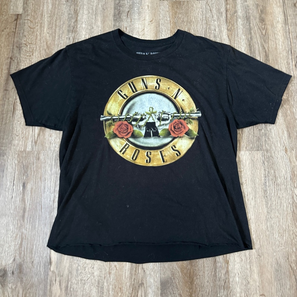 Guns N Roses Graphic T-Shirt Mens Large Black Bullet Logo Rock Band Tee‎ L 0857